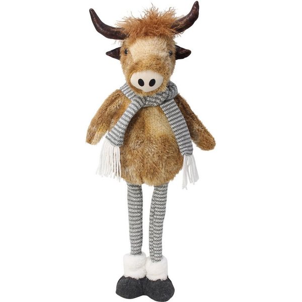 Dekoleidenschaft Dekofigur "Cattle" mit Teleskop Beinen, max. 68 cm hoch, Weihnachtsfigur Kuh, Weihnachtsdeko Figur