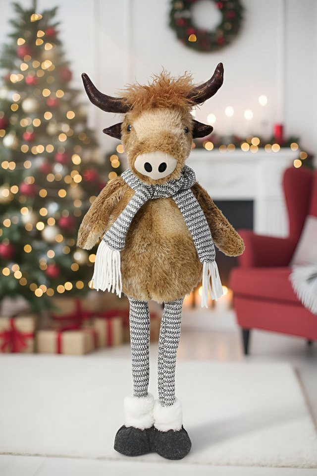 Dekoleidenschaft Dekofigur "Cattle" mit Teleskop Beinen, max. 68 cm hoch, Weihnachtsfigur Kuh, Weihnachtsdeko Figur – Bild 2 von 4