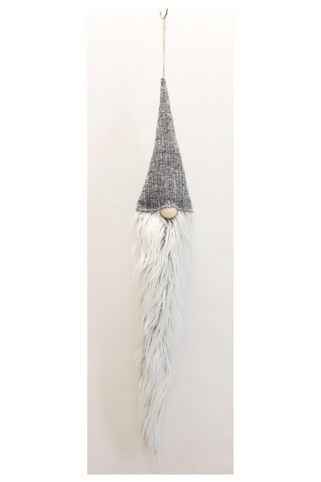 Dekoleidenschaft Dekohänger "Wichtel mit Zottelbart", 100 cm hoch, grau, textile Weihnachtsdeko (1 St), Türdeko, Weihnachtswichtel zum Aufhängen, Türhänger, Wan – Bild 2 von 5