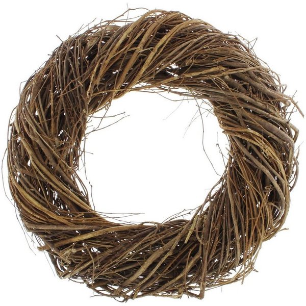 Dekoleidenschaft Dekokranz aus Reisig, Ø 47 cm, braun, großer Reisigkranz, Naturkranz, Türkranz, Wandkranz, Fensterkranz, Tischkranz, Kranz für Drinnen und Drau