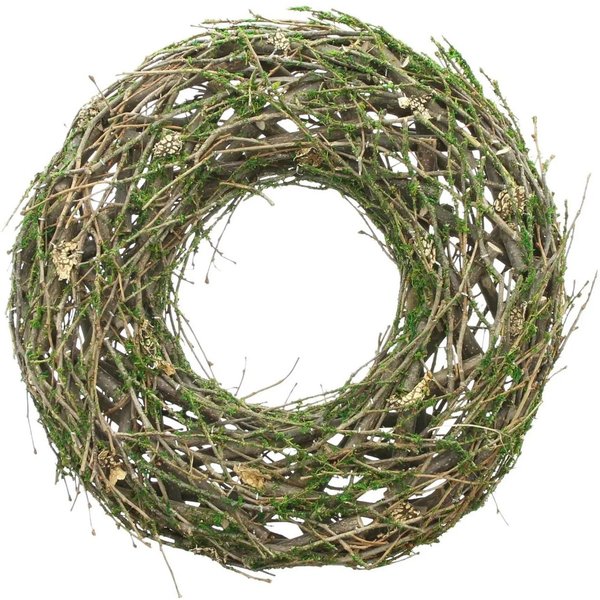 Dekoleidenschaft Dekokranz "Moos" aus Reisig Ø 40 cm, Naturkranz Reisigkranz Deko Kranz Wandkranz, braun / grün, Deko Kranz aus Naturmaterialien, Outdoor Türkra