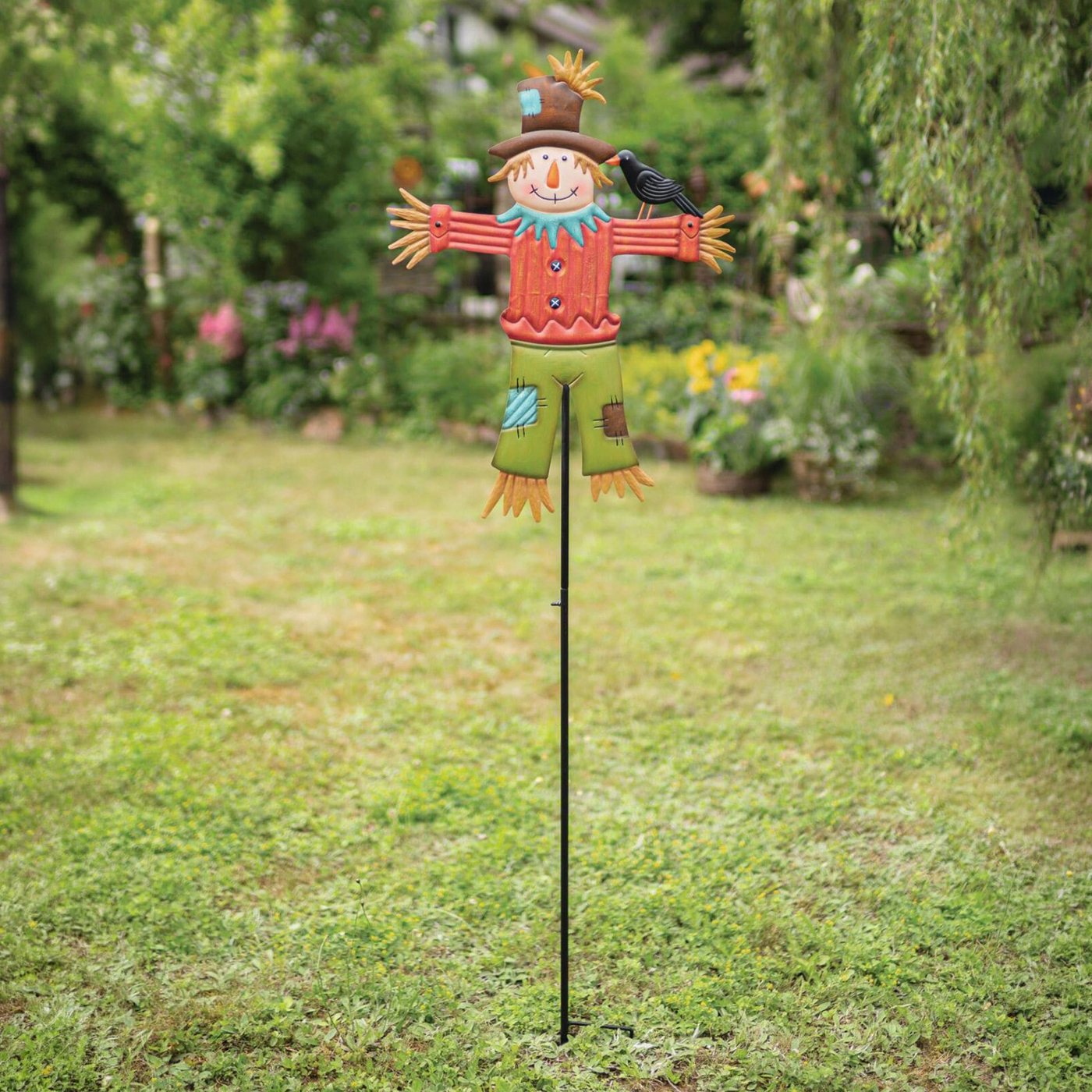 Dekoleidenschaft Gartenstecker "Vogelscheuche" Gartendeko wetterfest, aus Metall, bunt, 142 cm groß Outdoor Herbstdeko, Dekostecker – Bild 2 von 4