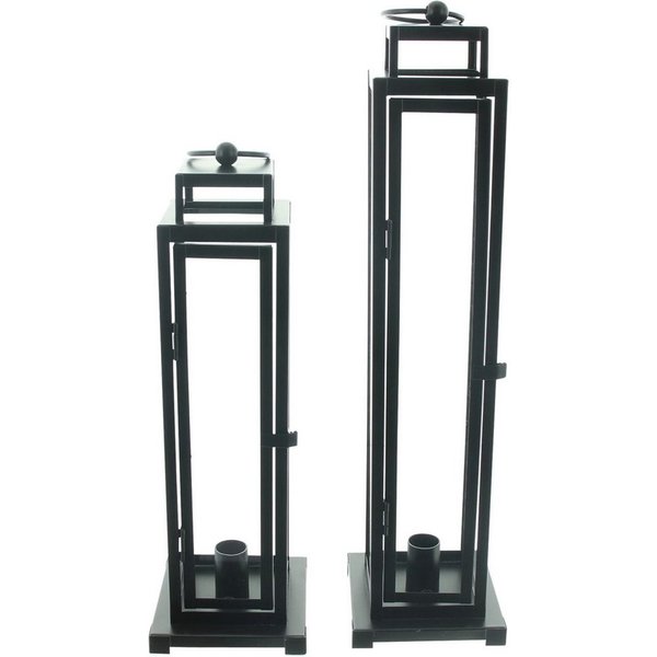 Dekoleidenschaft Kerzenlaterne "Modern Black" Metall Laterne, Windlicht, Kerzenständer, Kerzenhalter (2 St., im Set), Metalllaterne schwarz, 34 + 44 cm hoch