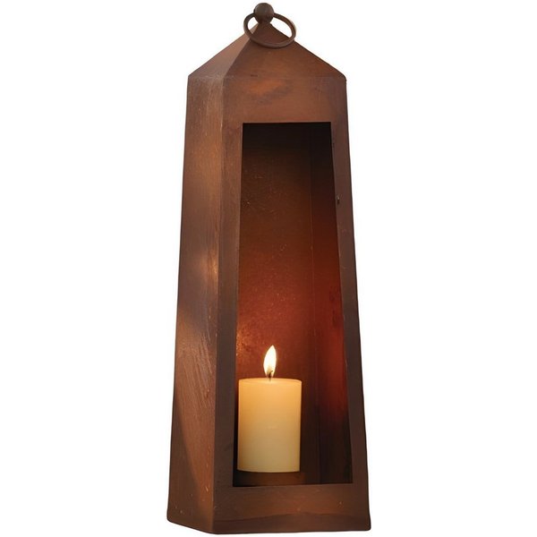 Dekoleidenschaft Kerzenlaterne "Rostlaterne" aus Metall 40 cm hoch, Gartenlaterne mit Echtrost-Finish, Kerzenhalter, Windlicht, Laterne, Kerzenständer für Stump