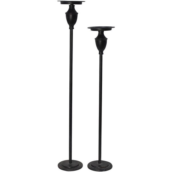 Dekoleidenschaft Kerzenständer "Antique" Metall, schwarz, Kerzenhalter 60 + 69 cm hoch, Kerzensäule (2 St., im Set), Kerzenleuchter für Stumpenkerzen