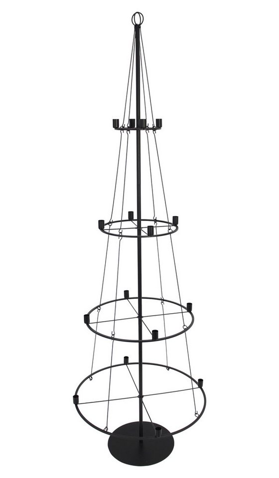Dekoleidenschaft Künstlicher Weihnachtsbaum "Pyramide" Metallbaum 180 cm hoch schwarz, Kerzenständer für 16 Kerzen, Metall Kunstbaum, Tannenbaum Alternative, XX – Bild 3 von 5