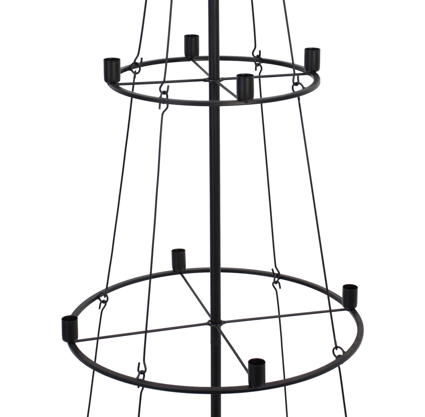 Dekoleidenschaft Künstlicher Weihnachtsbaum "Pyramide" Metallbaum 180 cm hoch schwarz, Kerzenständer für 16 Kerzen, Metall Kunstbaum, Tannenbaum Alternative, XX – Bild 4 von 5