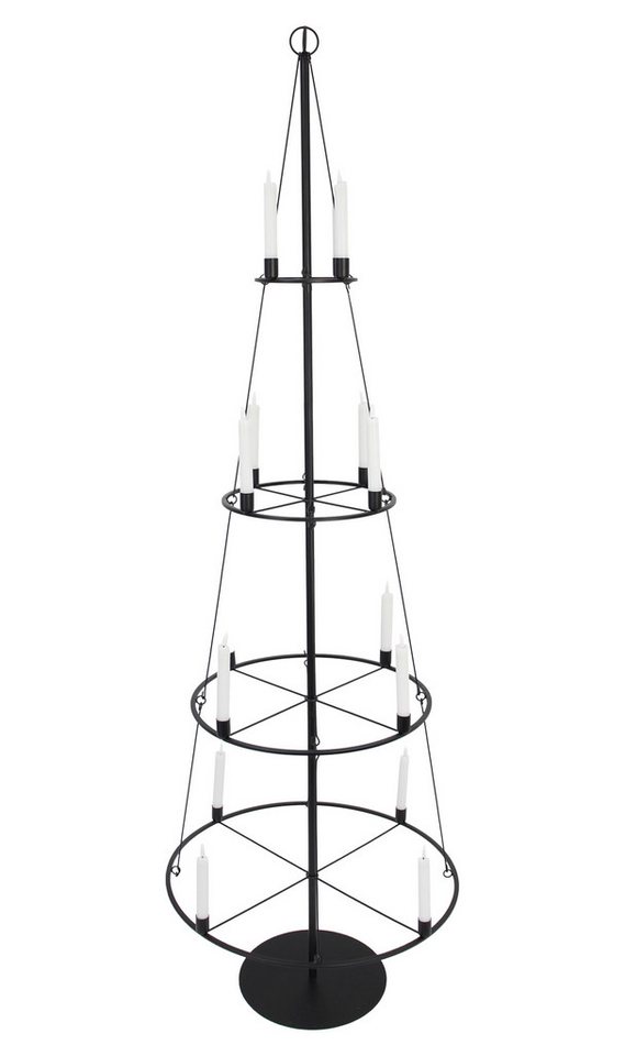 Dekoleidenschaft Künstlicher Weihnachtsbaum "Pyramide" Metallbaum 180 cm hoch schwarz, Kerzenständer für 16 Kerzen, Metall Kunstbaum, Tannenbaum Alternative, XX – Bild 5 von 5