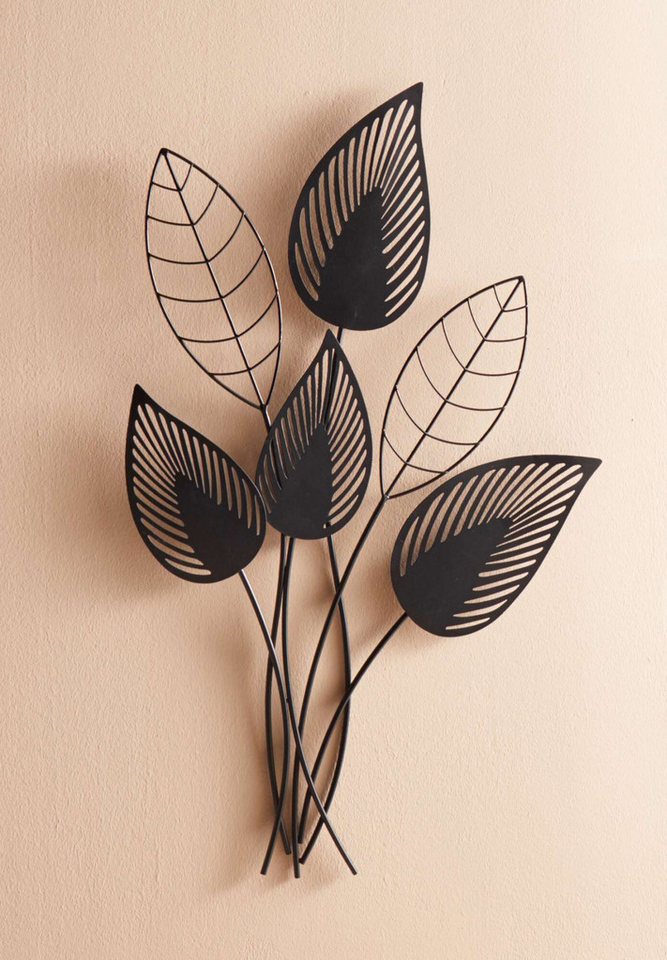Dekoleidenschaft Metallbild "Blätter" 3D Wandbild, schwarz, 55 x 84 cm, Wanddeko, Wandschmuck, Blätter – Bild 2 von 4