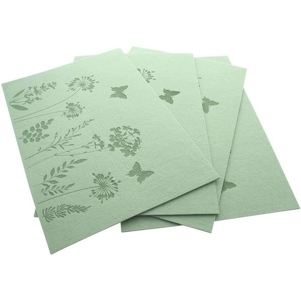 Dekoleidenschaft Platzset "Blumenwiese" Filz, grün, 45x30 cm, Tischsets eckig, Tischuntersetzer, (4-St., im Set), Platzmatte, Tischunterlage Esstisch, Untersetz