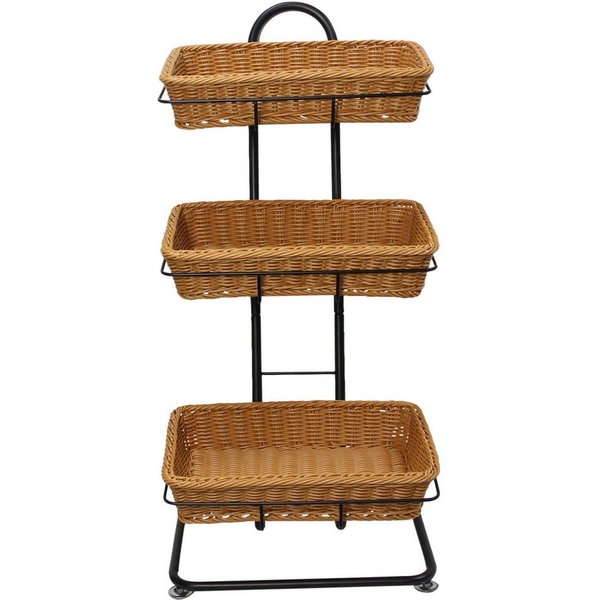 Dekoleidenschaft Regalkorb Metall Korbständer + 3 Polyrattan Körbe, Verkaufsständer, Korb Etagere, Obstkorb, Gemüsekorb, Ordnungsregal, Verkaufsregal, Aufbewahr