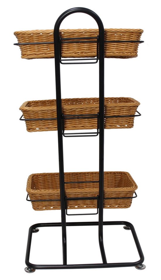 Dekoleidenschaft Regalkorb Metall Korbständer + 3 Polyrattan Körbe, Verkaufsständer, Korb Etagere, Obstkorb, Gemüsekorb, Ordnungsregal, Verkaufsregal, Aufbewahr – Bild 3 von 5