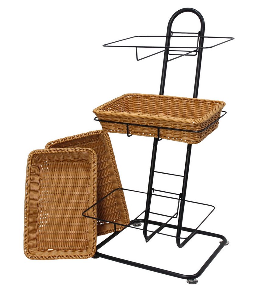 Dekoleidenschaft Regalkorb Metall Korbständer + 3 Polyrattan Körbe, Verkaufsständer, Korb Etagere, Obstkorb, Gemüsekorb, Ordnungsregal, Verkaufsregal, Aufbewahr – Bild 4 von 5