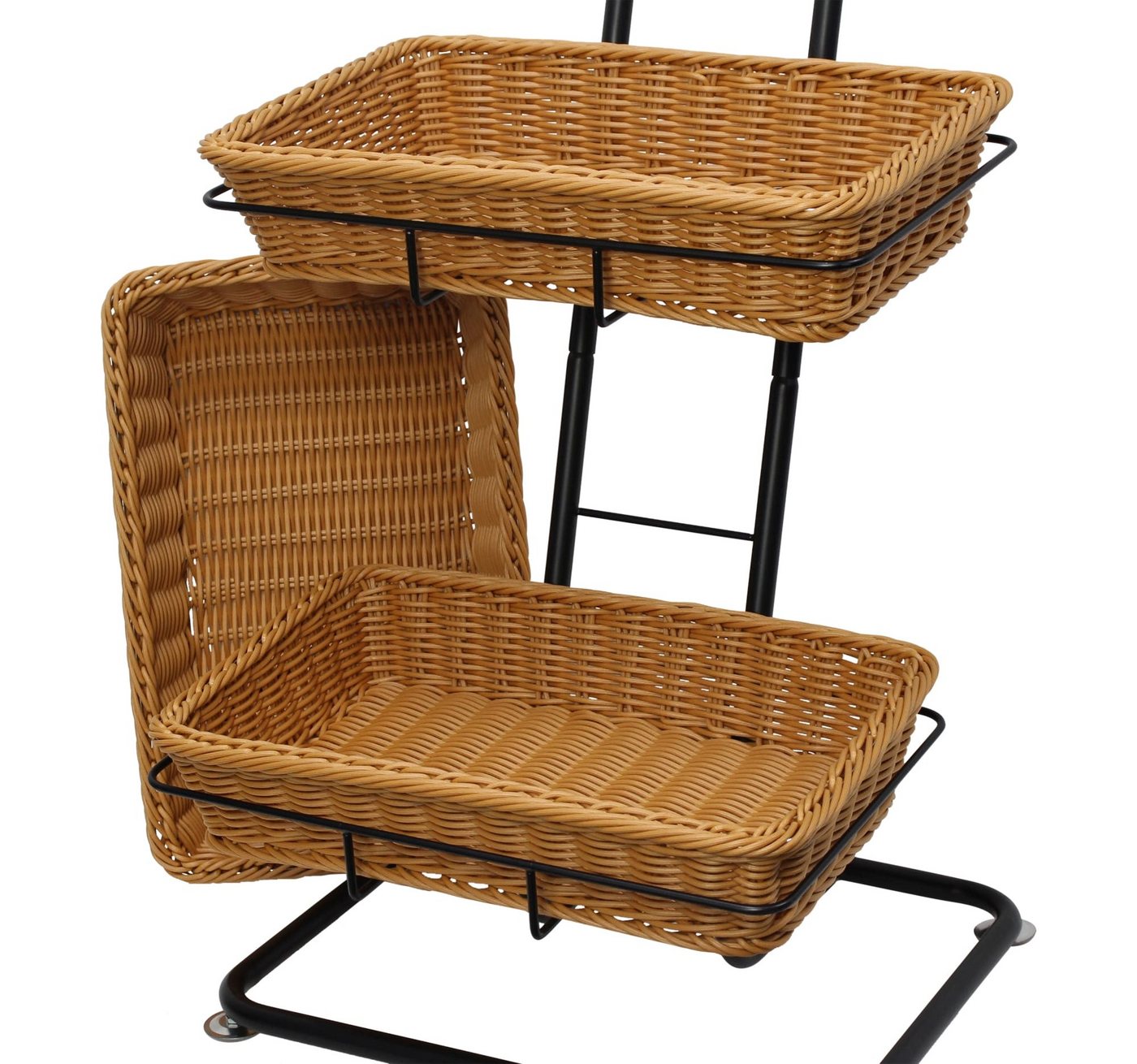 Dekoleidenschaft Regalkorb Metall Korbständer + 3 Polyrattan Körbe, Verkaufsständer, Korb Etagere, Obstkorb, Gemüsekorb, Ordnungsregal, Verkaufsregal, Aufbewahr – Bild 5 von 5