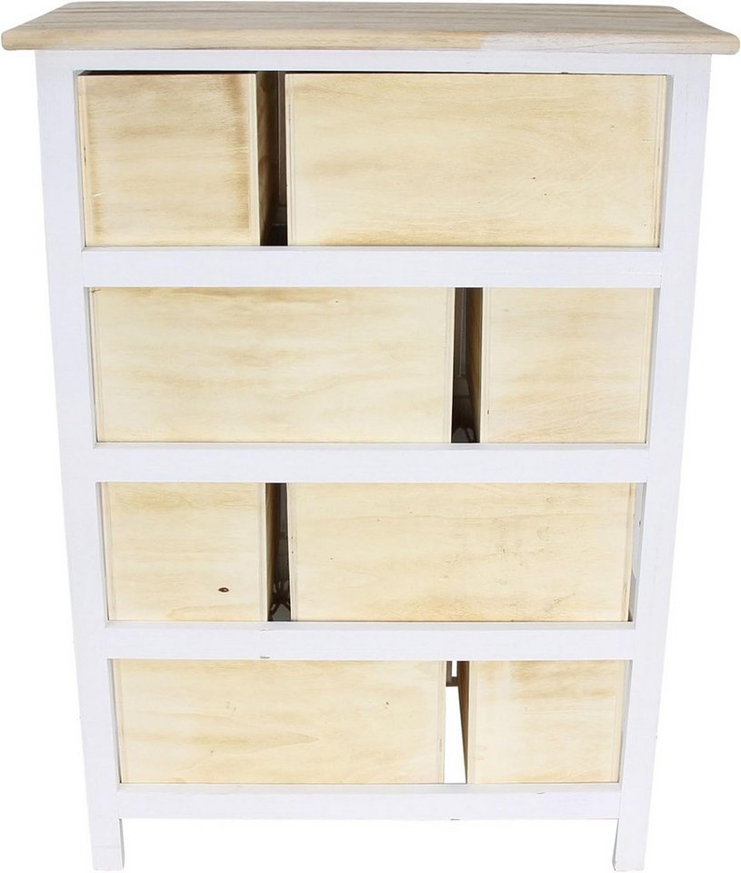 Dekoleidenschaft Schubkastenkommode Kommode "Makramee" aus Holz & Textil 56x77 cm, 8 Schubladen, Boho Chic, Schubladenkommode, kleine Holzkommode, Flurkommode,  – Bild 4 von 5