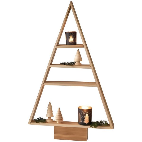Dekoleidenschaft Standregal Dekotanne "Rustikal" aus recyceltem Holz, Pyramide mit 4 Ebenen, 78 cm, hoch, Regal für Wohnzimmer, Küche & Bad, Weihnachtsbaum Alte