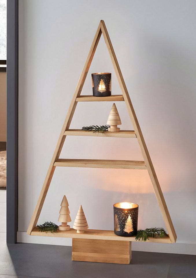 Dekoleidenschaft Standregal Dekotanne "Rustikal" aus recyceltem Holz, Pyramide mit 4 Ebenen, 78 cm, hoch, Regal für Wohnzimmer, Küche & Bad, Weihnachtsbaum Alte – Bild 5 von 5