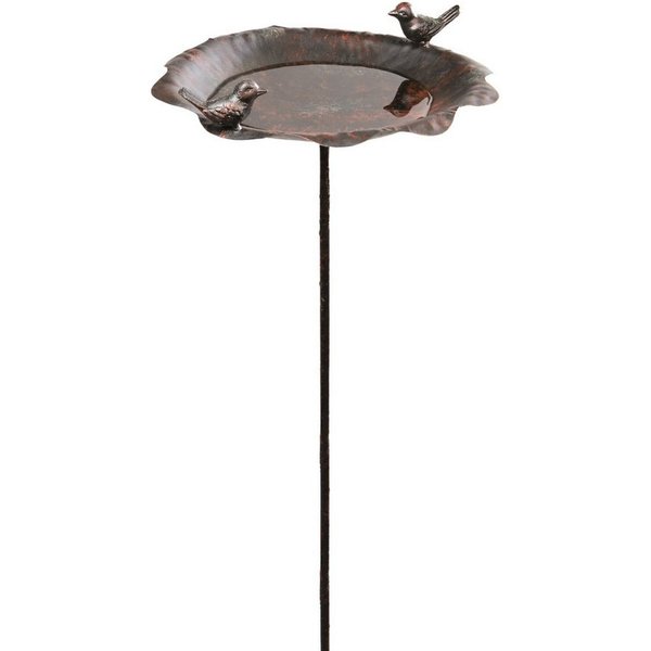 Dekoleidenschaft Vogeltränke "Piepmatz" aus Metall in Rostoptik, Gartenstecker mit 2 Vögelchen, Wasserstelle, Vogelbad, Gartendeko Roststecker Dekostecker für D