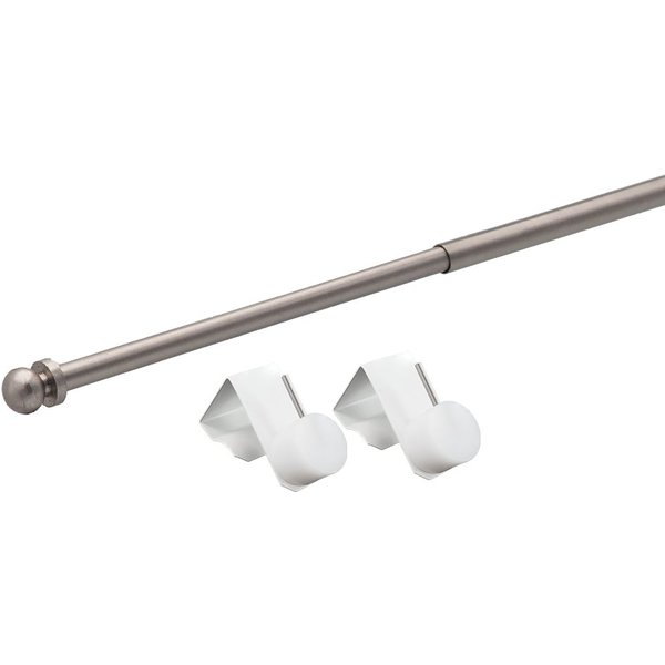 dekondo Gardinenstange Eleganz, ausziehbar, Fensterhaken klemmbar, nickel matt, inkl. Fensterhaken für einen Klemmbereich von 15-20 mm