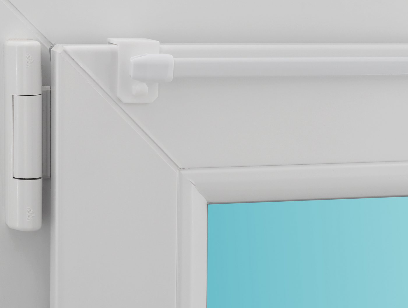 dekondo Gardinenstange "Hawaii", weiß, oval, ausziehbar, inkl. klemmbaren Fensterhaken für eine Befestigung oben an Ihrem Fenster, Haken geeignet für einen Klem – Bild 2 von 5