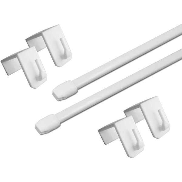 dekondo Gardinenstange Vitragestange "Maui" - 2 Stück -, ausziehbar, Fenstermontage, Fensterhaken klemmbar, inkl. Fensterhaken für einen Klemmbereich von 15-20 