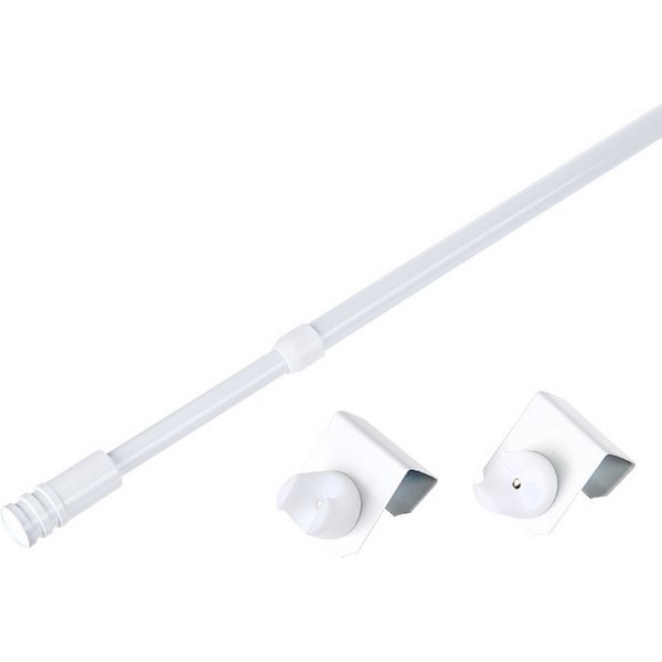 dekondo Klemmstange Gardinenstange "Basic" Klick-fix, weiß, ausziehbar, Fenstermontage, ohne Bohren, ohne Kleben, ohne Werkzeug, inkl. Fensterhaken für einen Kl