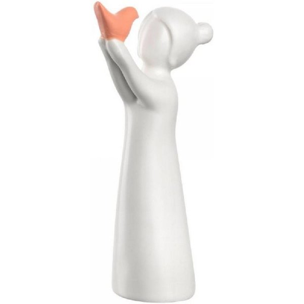 LEONARDO Dekoobjekt LEONARDO Keramikfigur Luminosa Mädchen Vogel Weiß (13cm)