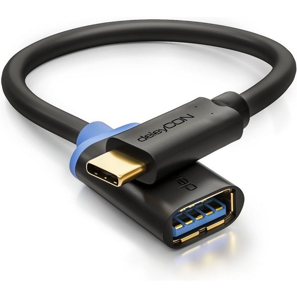deleyCON deleyCON 0,2m USB C OTG Adapter Kabel USB 3.0 USB-C zu USB-A Buchse Smartphone-Adapter