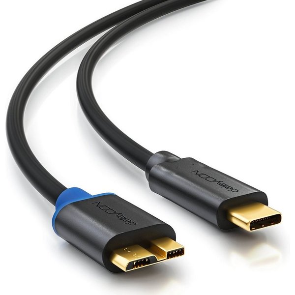 deleyCON deleyCON 0,5m USB C Kabel Datenkabel Ladekabel USB 3.0 micro USB zu Smartphone-Kabel