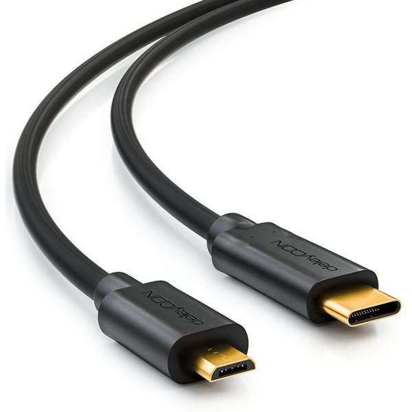 deleyCON deleyCON 0,5m USB C Kabel Datenkabel Ladekabel USB 2.0 micro USB zu Smartphone-Kabel