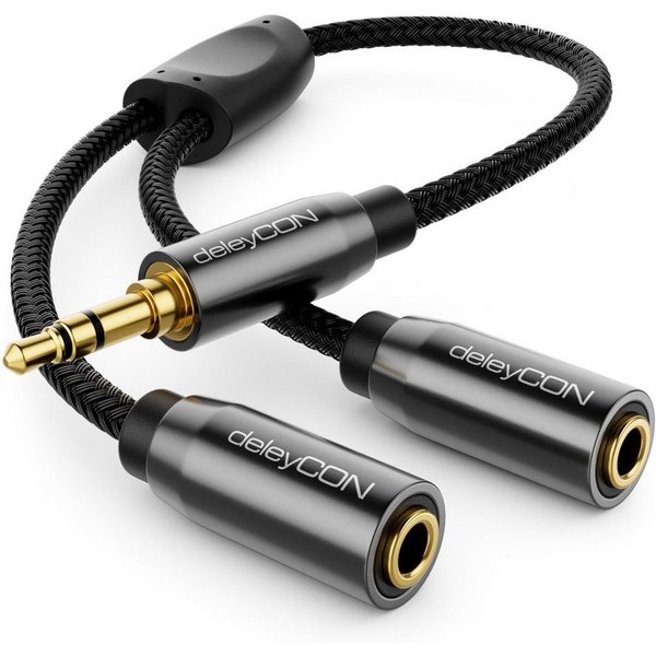 deleyCON deleyCON 0,2m Audio Splitter Kabel - 3,5mm Stecker zu 2x 3,5mm Buchse Audio-Kabel