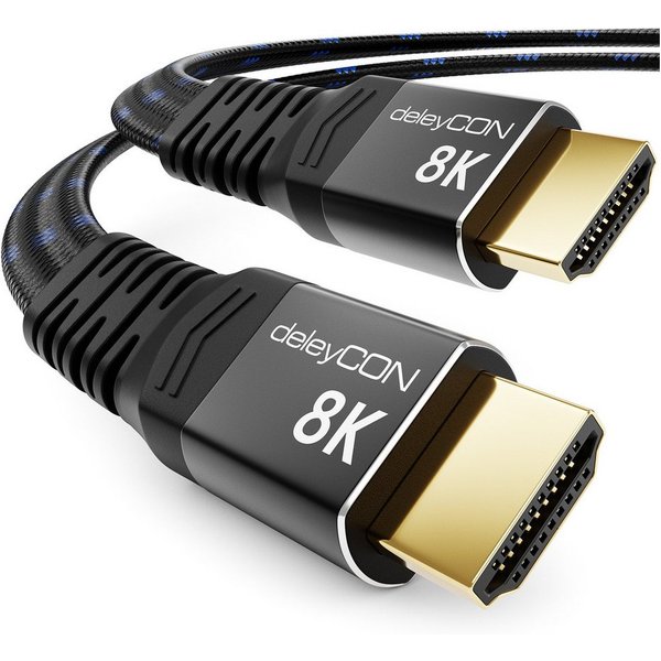 deleyCON 1,5m 8K UHD HDMI 2.1 Flachkabel HDR ARC Dolby 48Gbit/s 8K@60Hz HDMI-Kabel