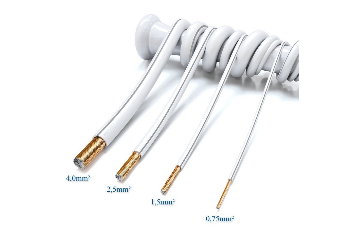 deleyCON deleyCON 10m Lautsprecherkabel 2x 2,5mm² CCA 2x50x0,25mm Litze - Weiß Audio-Kabel – Bild 4 von 5