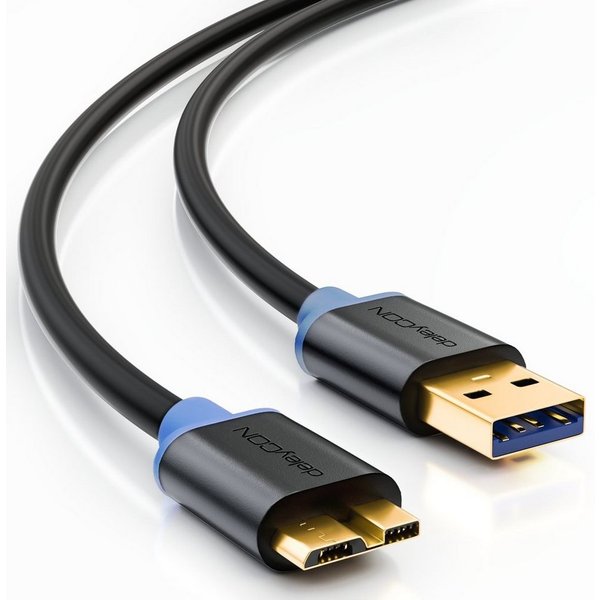 deleyCON deleyCON 1m Micro USB 3.0 Datenkabel USB A-Stecker zu Micro B-Stecker USB-Kabel