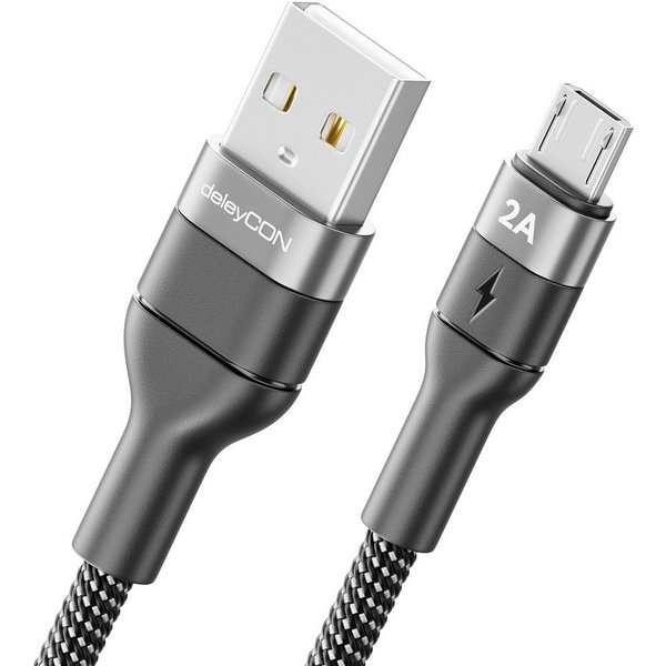 deleyCON 2m USB 2.0 Micro USB Kabel Ladekabel Datenkabel USB-A auf Micro USB USB-Kabel