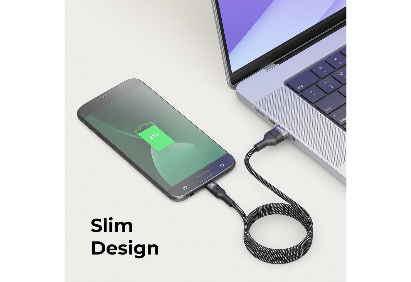 deleyCON 2m USB 2.0 Micro USB Kabel Ladekabel Datenkabel USB-A auf Micro USB USB-Kabel – Bild 5 von 5