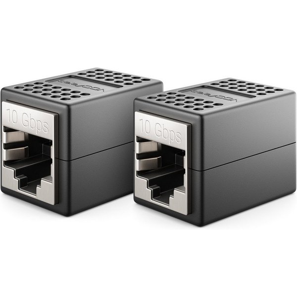 deleyCON 2x CAT 6a LAN Kabel Verlängerung RJ45 Patchkabel Kupplung Verbinder Netzwerk-Adapter