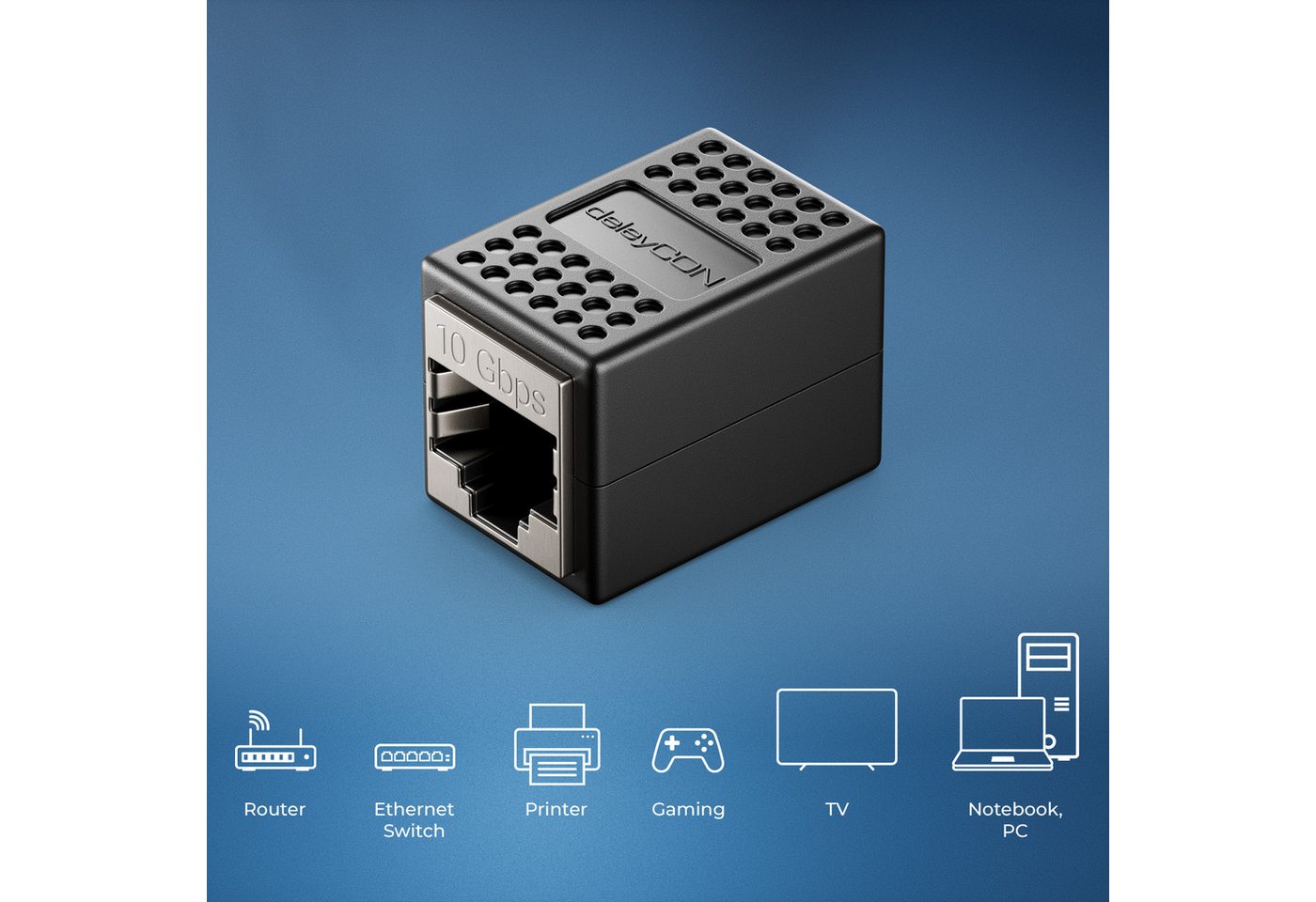 deleyCON 2x CAT 6a LAN Kabel Verlängerung RJ45 Patchkabel Kupplung Verbinder Netzwerk-Adapter – Bild 5 von 5