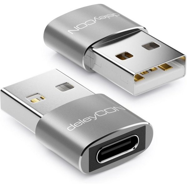 deleyCON deleyCON 2x USB2.0 Mini Adapter USB zu USB C-Buchse Notebook USB-Adapter