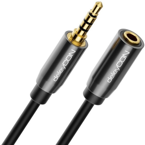 deleyCON deleyCON 3m Headset Kopfhörer Verlängerung AUX 3,5mm Klinke CTIA 4 Headset