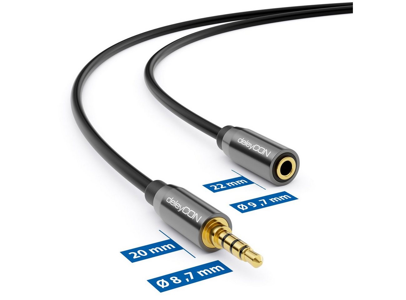 deleyCON deleyCON 3m Headset Kopfhörer Verlängerung AUX 3,5mm Klinke CTIA 4 Headset – Bild 2 von 5