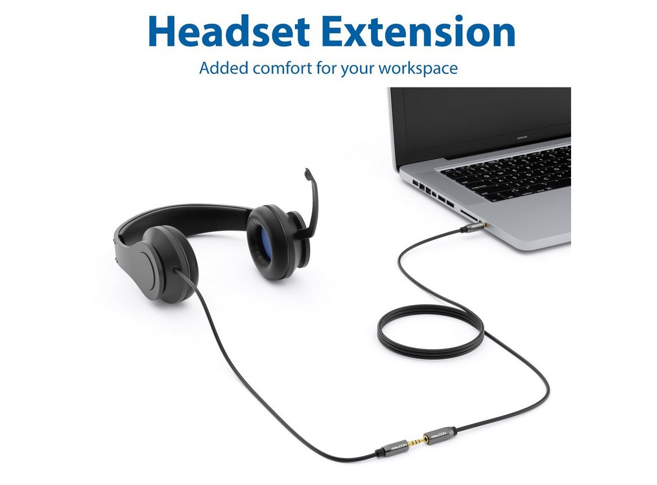 deleyCON deleyCON 3m Headset Kopfhörer Verlängerung AUX 3,5mm Klinke CTIA 4 Headset – Bild 4 von 5