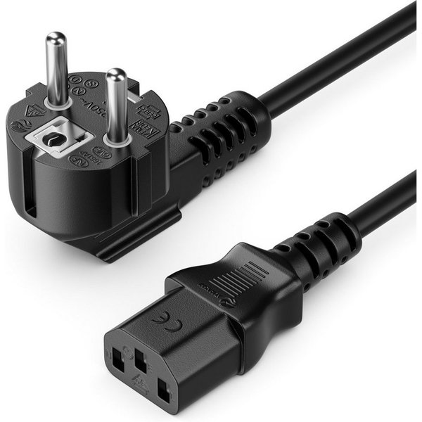 deleyCON deleyCON 3m Kaltgerätekabel Typ F (CEE 7/4) 90° - Kaltgerätekupplung Stromkabel