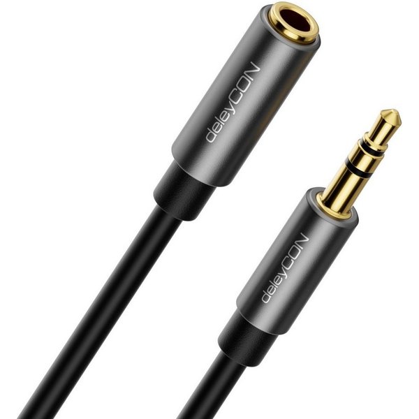 deleyCON deleyCON 3m Klinke Audio Stereo AUX Kabel Verlängerungskabel 3,5mm Audio-Kabel