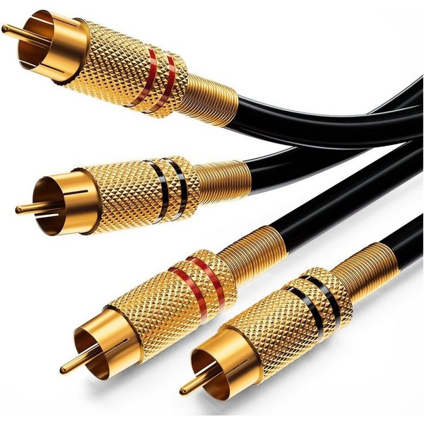 deleyCON deleyCON 5m Audio Cinch Kabel 2x Cinch Stecker auf 2x Stecker HiFi Audio- & Video-Kabel