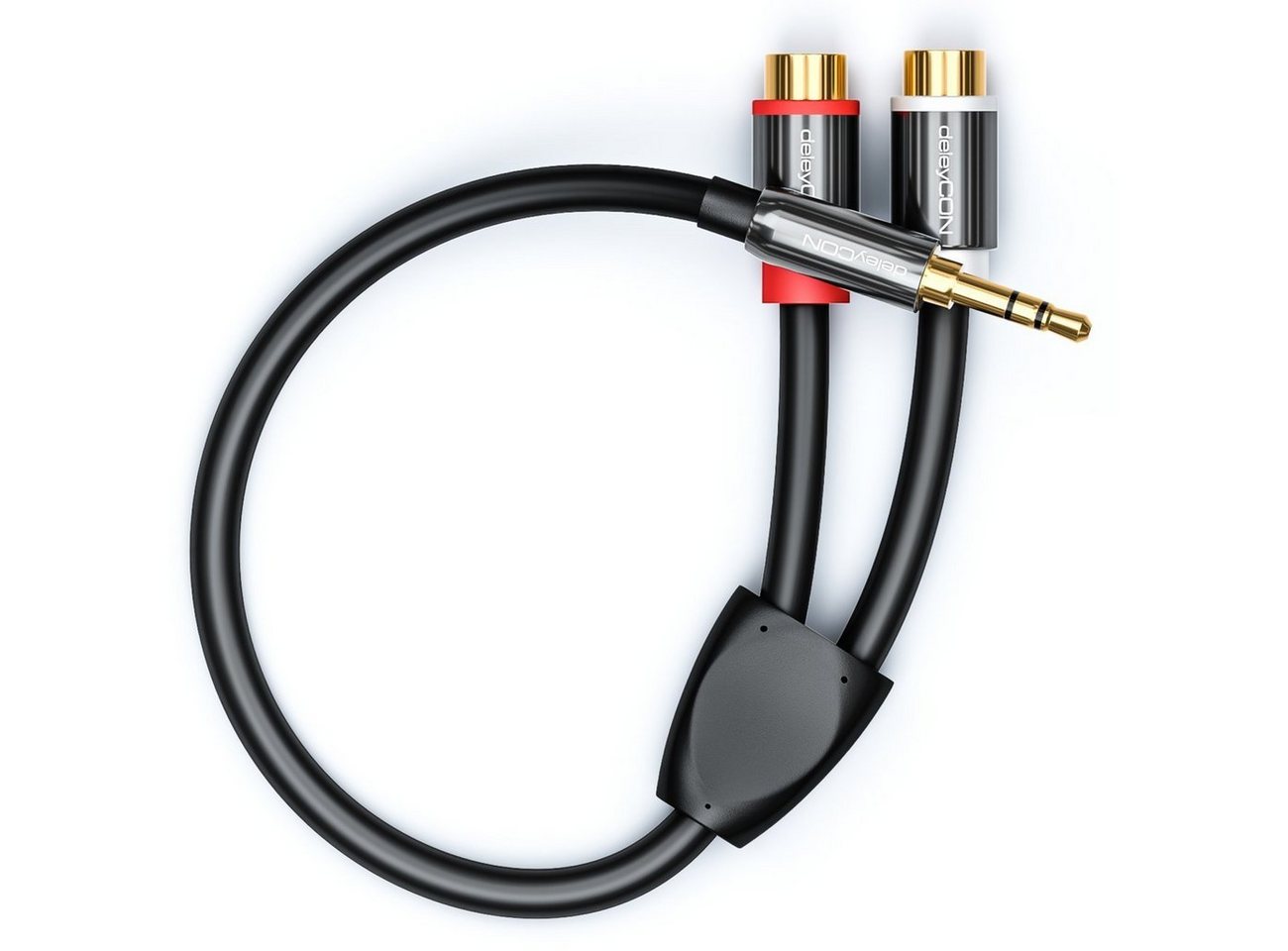 deleyCON deleyCON HQ Cinch zu Klinken Adapter- 3,5 Klinken Stecker zu 2x RCA Audio-Kabel – Bild 3 von 5