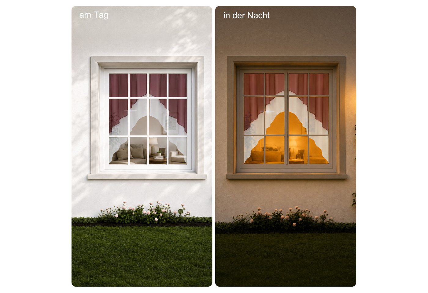 Delien Scheibengardine Beyza, Kurzgardine Stangendurchzug, wellenförmiger Fensterabschluss (2 St), Stangendurchzug, transparent, Zweifarbig – Bild 3 von 5