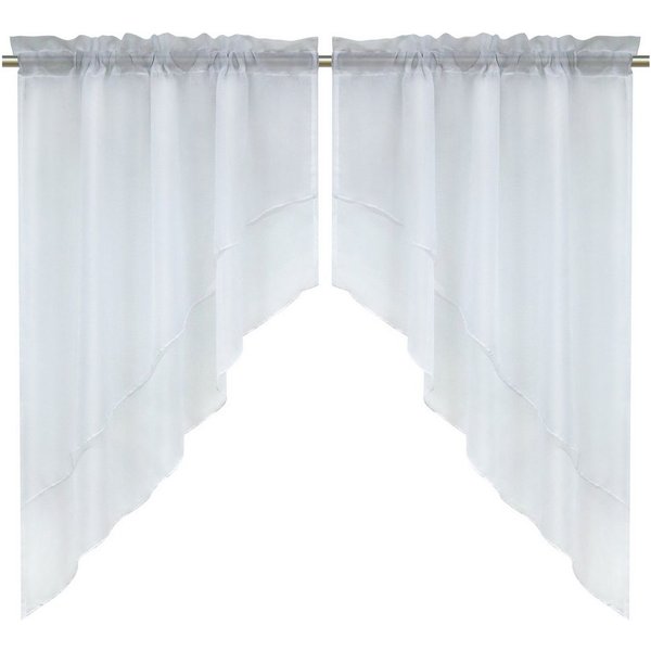 Delien Scheibengardine Beyza, Kurzgardine Stangendurchzug, wellenförmiger Fensterabschluss (2 St), Stangendurchzug, transparent, Zweifarbig