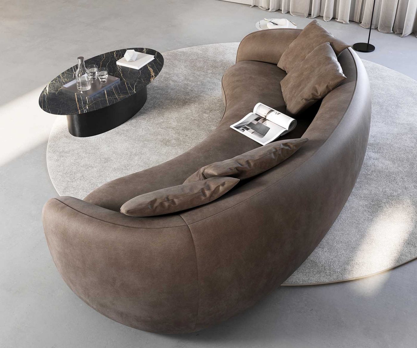 DELIFE 3-Sitzer Larna, Mikrofaser Taupe Vintage 260x120 cm 3-Sitzer – Bild 5 von 5