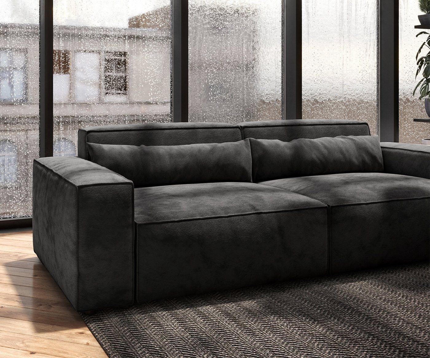DELIFE Big-Sofa Sirpio, Mikrofaser Schwarz 230x95 cm – Bild 5 von 5